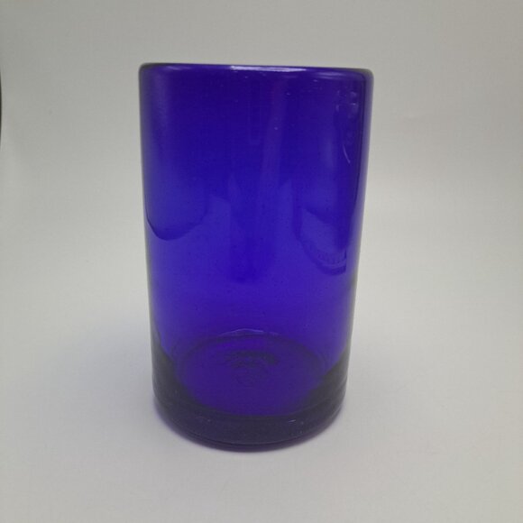 Hand Blown Mexican Cobalt Blue Tumblers Drinking Glasses - Picture 4 of 11